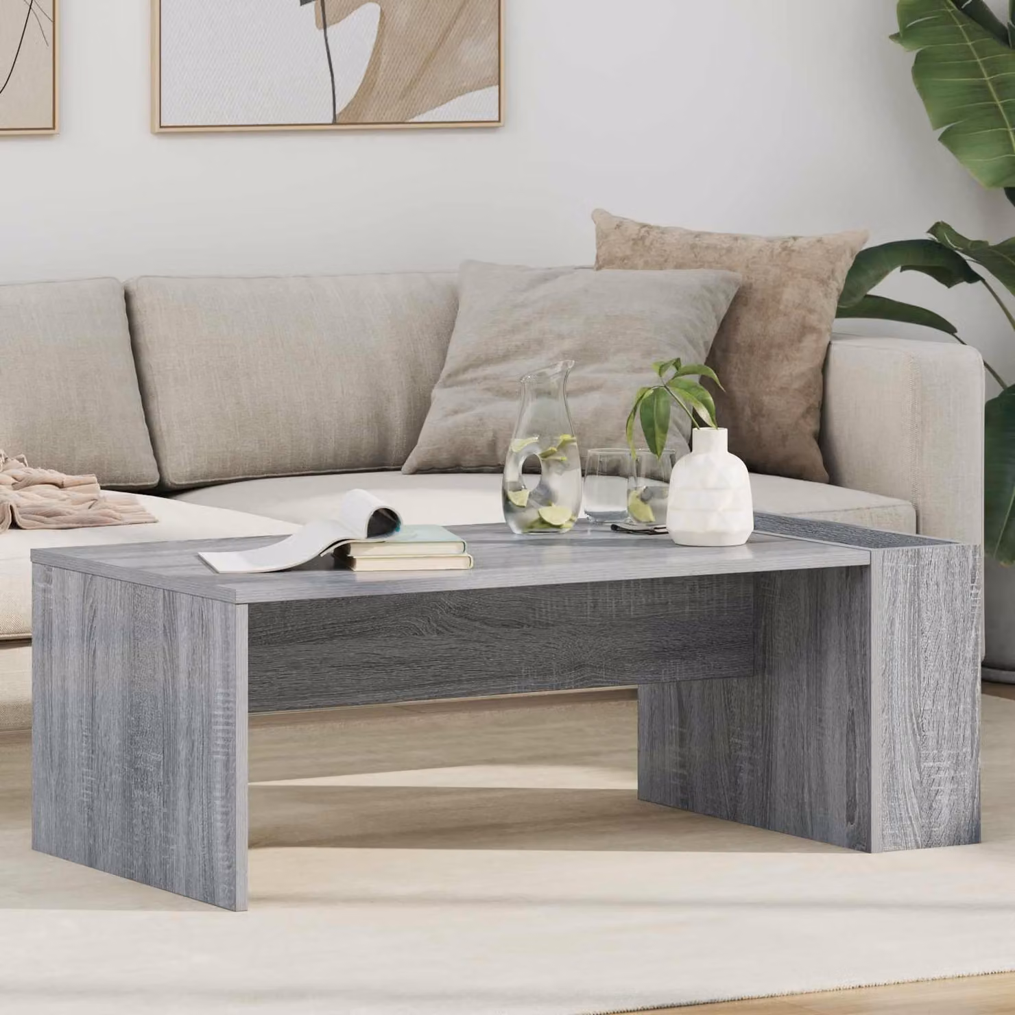 Maison Exclusive - Tavolino Sonoma grigio, 95 x 50 x 34 cm, realizzato in legno composito