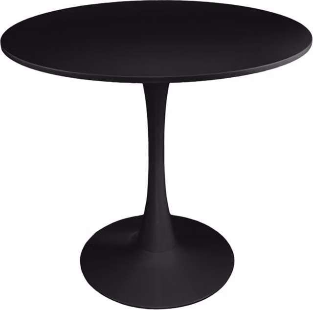 Tavolo da pranzo rotondo SAMIRA in MDF e metallo nero opaco, Diametro: 80 cm