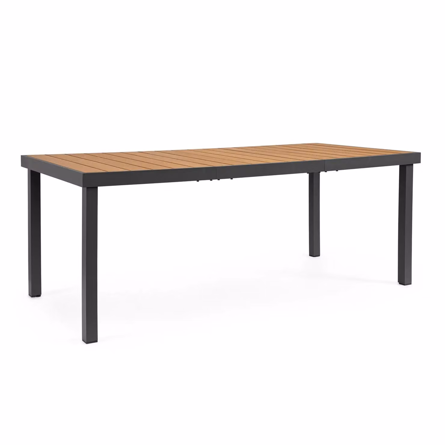 Tavolo da giardino SANTANDER con piano effetto legno e struttura in alluminio antracite, 190×90 cm