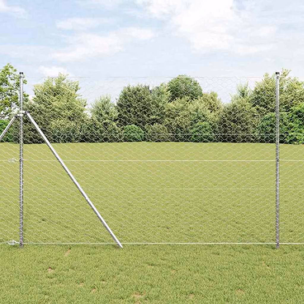 Maison Exclusive - Palo della recinzione Argento 10 x 1,5 m (50 mm rete) Acciaio