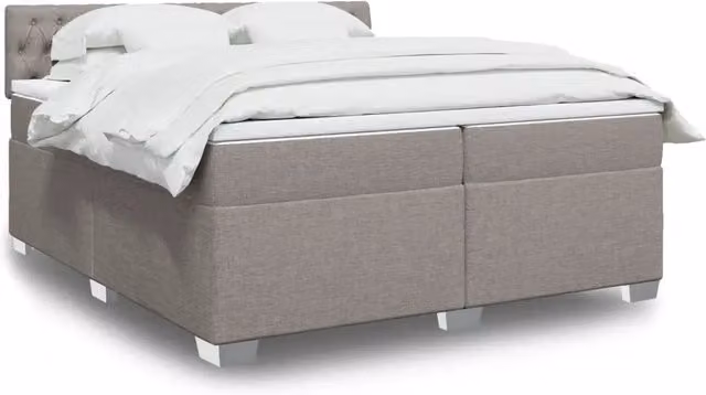 Letto Ibrido Moderno vidaXL con Struttura in Legno di Pino e Materasso in Tessuto Beige, Bianco e Grigio L/P: 200 x 200 cm