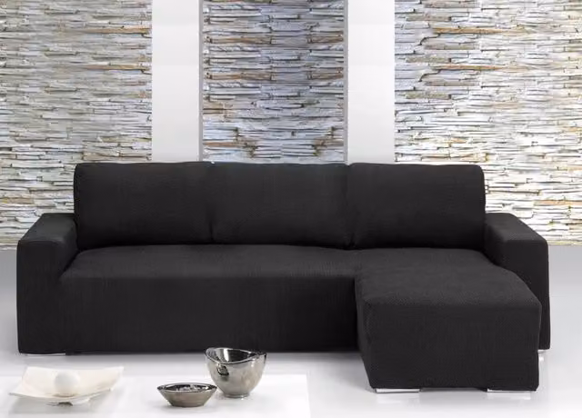 Copridivano con penisola chaise longue Mod Capri nero Biancheriaweb