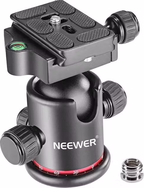 Stativo professionale Neewer con rotazione panoramica a 360 gradi, piatto di montaggio 1/4" e livello a bolla, nero, portata fino a 8kg per fotocamera DSLR, monopode e slider