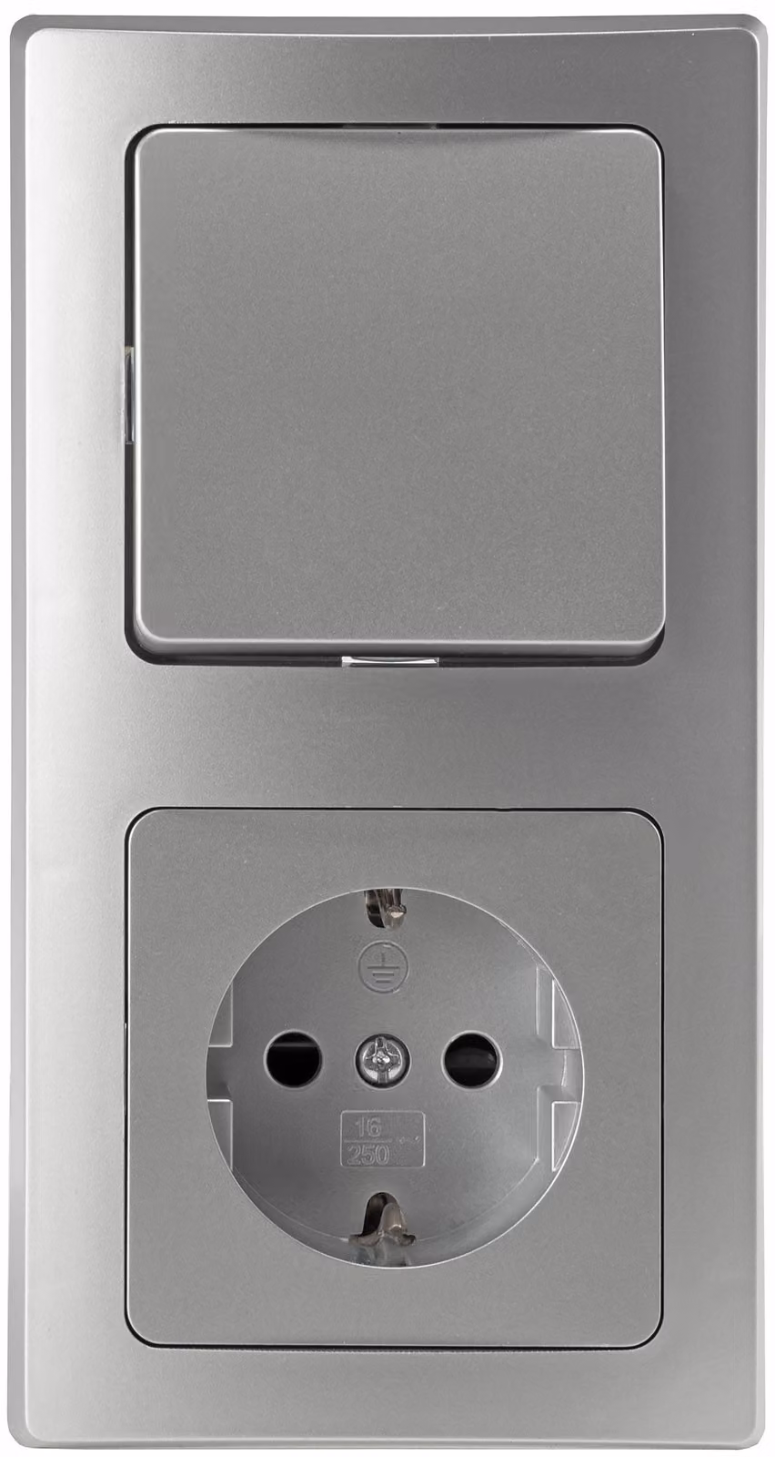 ChiliTec DELPHI starter set presa + interruttore 230-240V~ argento