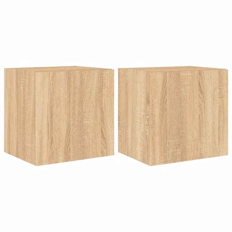 Mobili TV a Parete con Luci LED 2pz Rovere Sonoma 40,5x35x40 cm