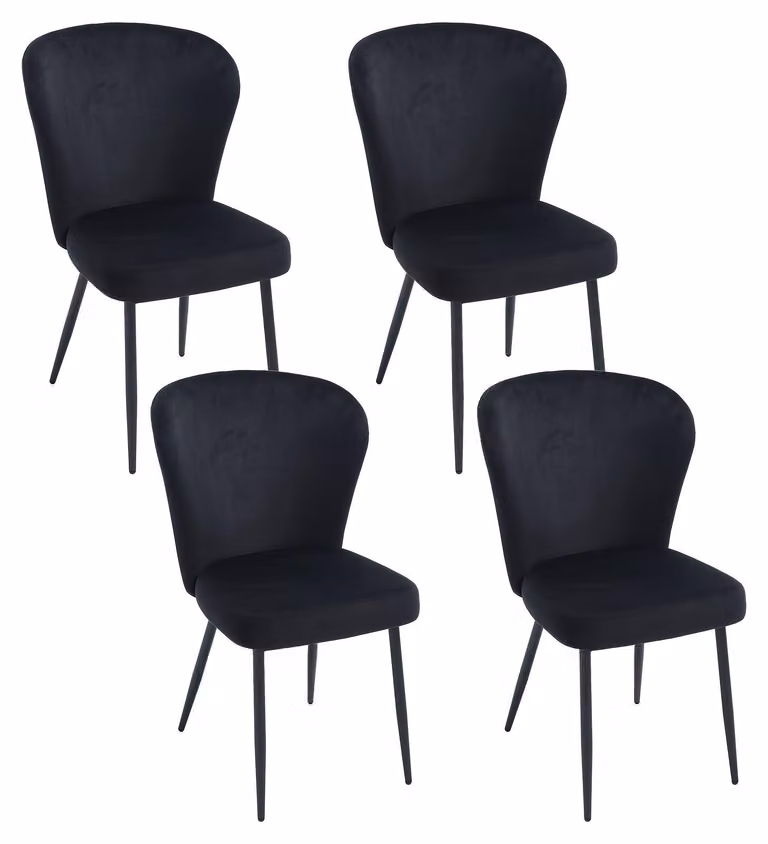 Set di 4 sedie da pranzo - Moderne sedie per cucina con rivestimento in tessuto e gambe in metallo - Stile classico