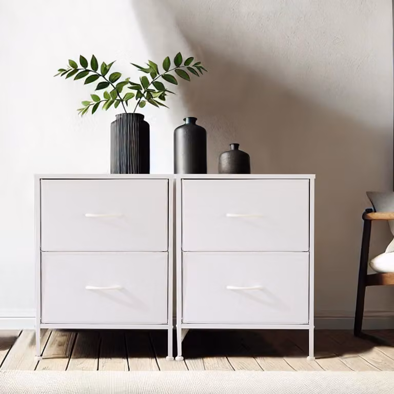 Comodino DUMOS per camera da letto, con cassetti rivestiti in tessuto, organizer alti per abbigliamento