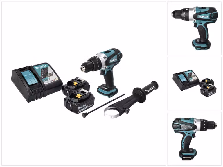 Trapano a percussione a batteria Makita DHP 458 RG 18 V 91 Nm + 2x batterie 6,0 Ah + caricabatterie