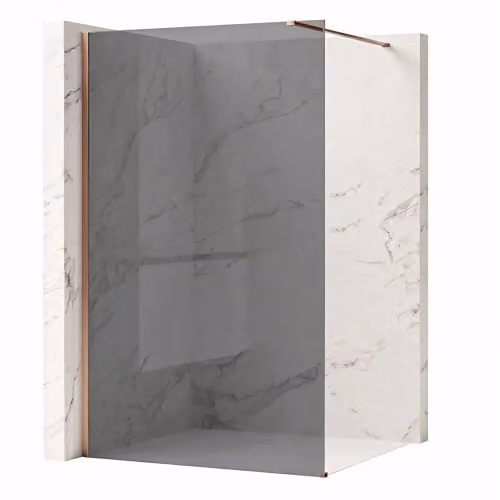 Rea - Parete Doccia Flexi Grey 130 Vetro Grigio Da 8 Mm, Rame Spazzolato, Walk-In 120X130X195Cm