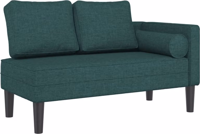 Chaise Longue con Cuscini Verde Scuro in Tessuto