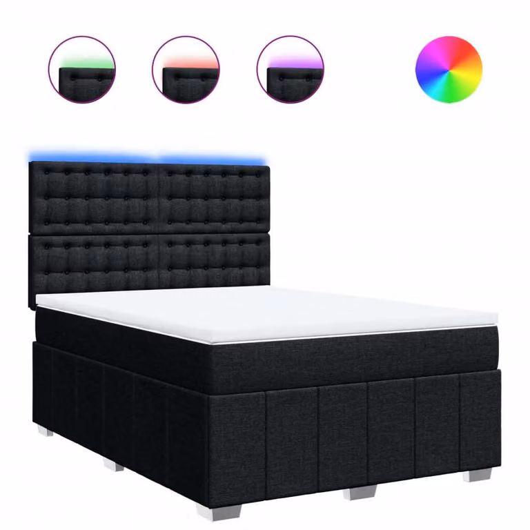Giroletto a Molle con Materasso Nero 140x200 cm in Tessuto