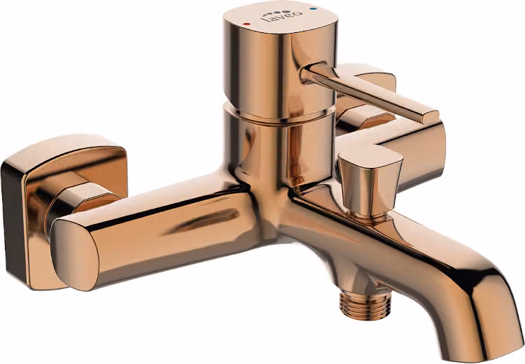 Miscelatore da parete per vasca Pola Laveo, oro rosa, monocomando, soffione in Vetroceramica, senza set doccia