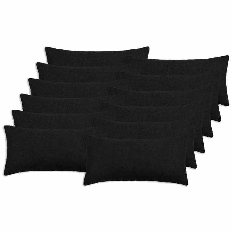 Set di 12 federe vidaXL HEERLEN in tessuto bouclé nero, L 40 cm x P 80 cm