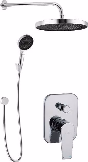 kielle Harmonia - Set doccia con miscelatore da incasso, per 2 utensili, con accessori e corpo, cromato 20623SP40