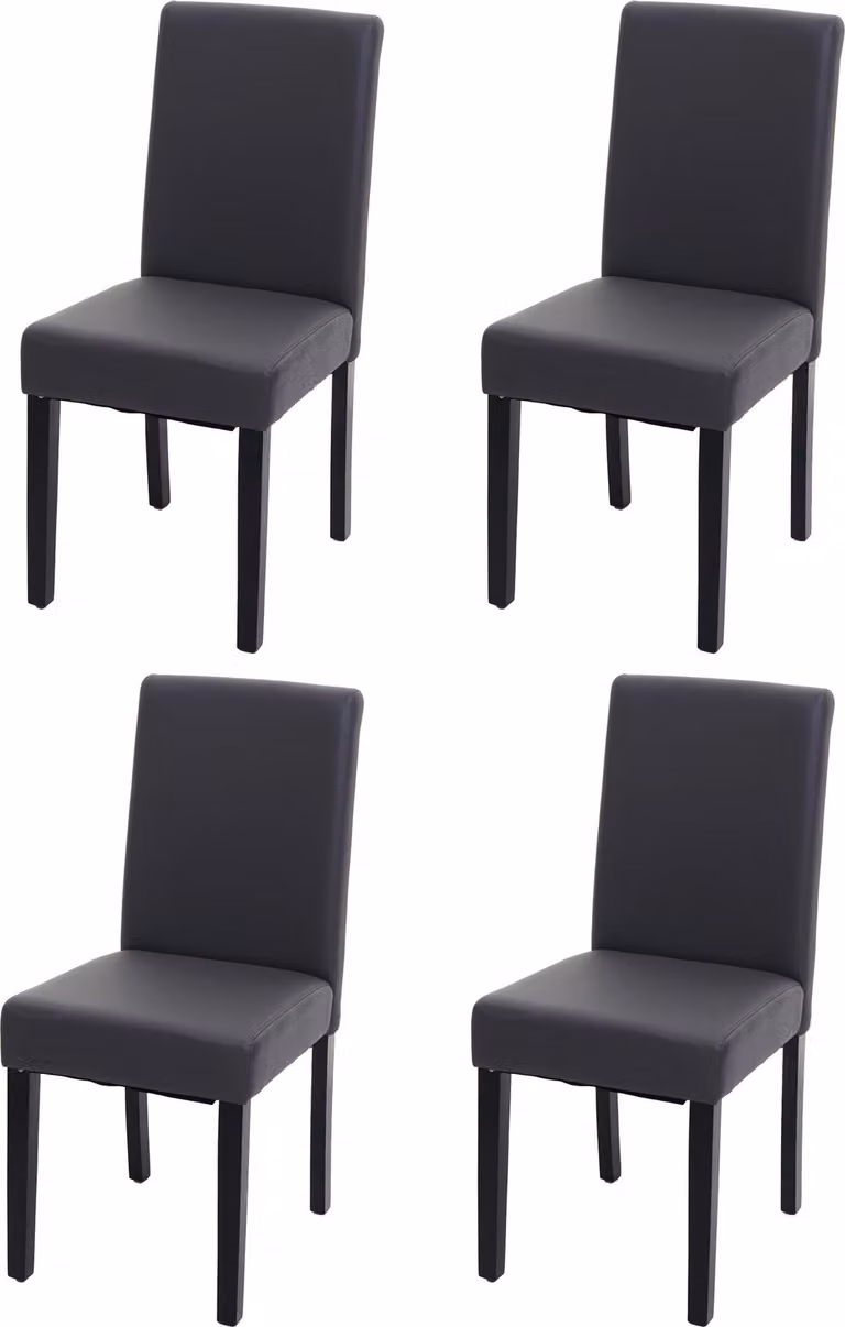 set di 4 sedie per sala da pranzo Sedia da cucina Littau certificata MVG ~ Pelle finta, grigio opaco, gambe scure