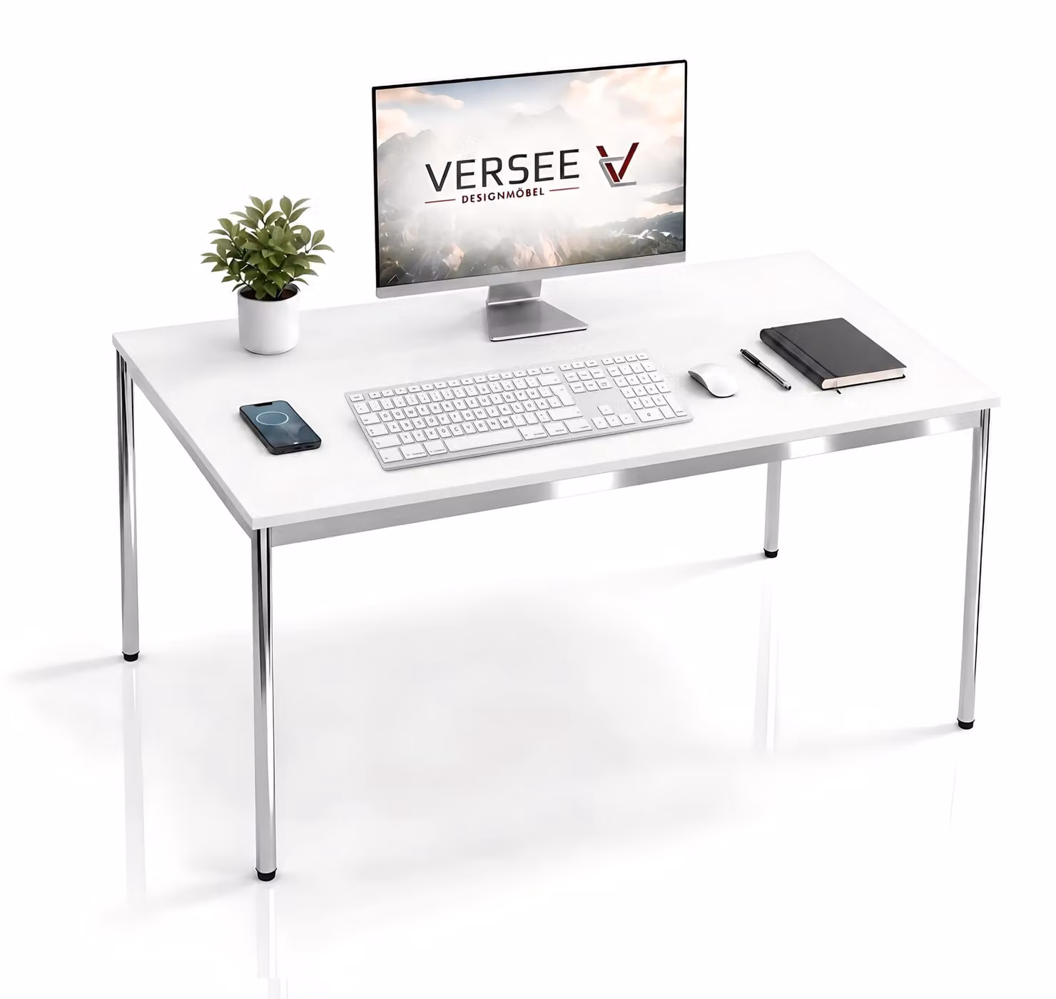 Scrivania / tavolo da conferenza VERSEE VST1 140x60 cm bianco - regolabile in altezza, stabile
