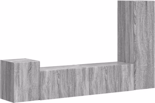 Set mobile TV 4 pz | Armadietto TV | Mobile Porta TV Grigio Sonoma Legno multistrato