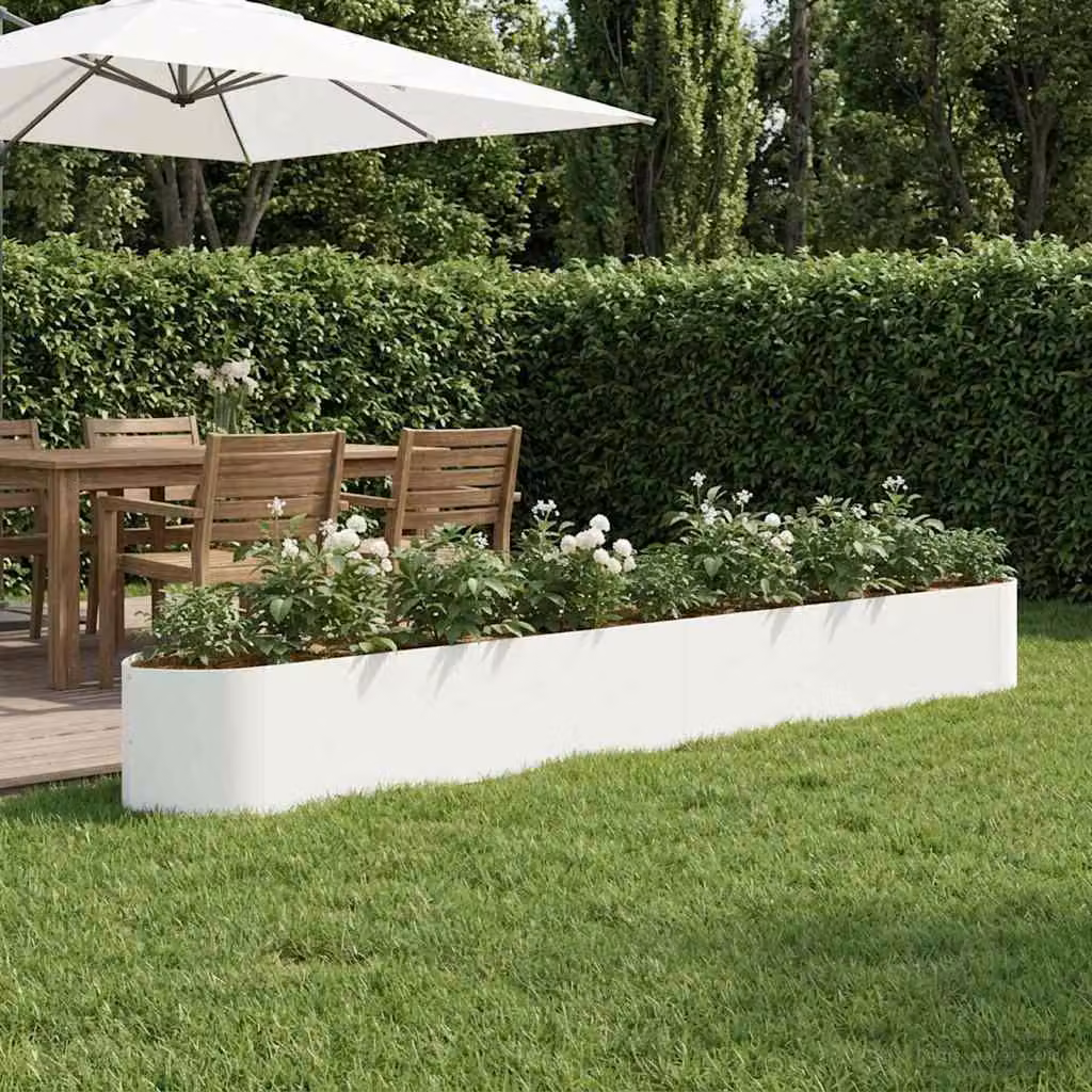 Letto rialzato da giardino vidaXL in acciaio bianco L: 380 cm, P: 40 cm, H: 40 cm