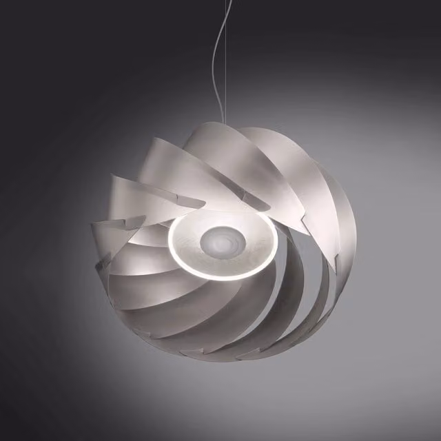 Lampada a sospensione moderna Half Globe Polilux Linea Zero in metallo cromo argento e plastica bianca con 1 luce E27