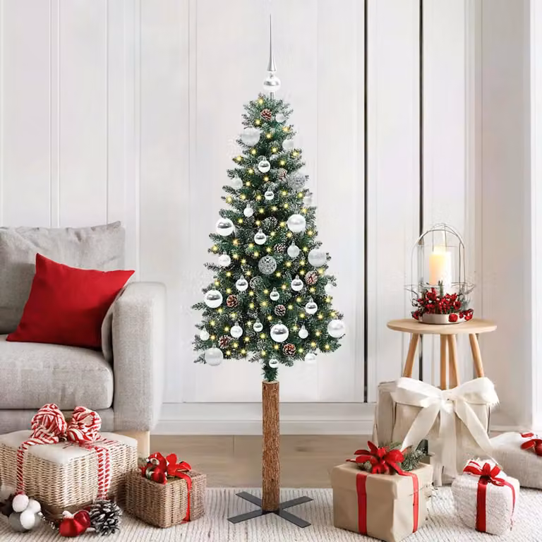 Albero di Natale snodato vidaXL Verde con luci LED warm white, Altezza: 150 cm