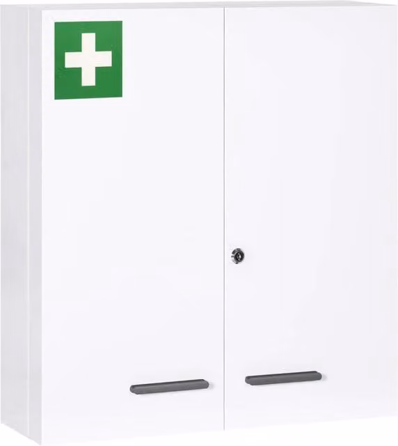 Armadietto medicinali da parete 55 x 18 x 60 cm chiusura sicura 2 chiavi salva-spazio essenziale contemporaneo in acciaio bianco 21_0001934