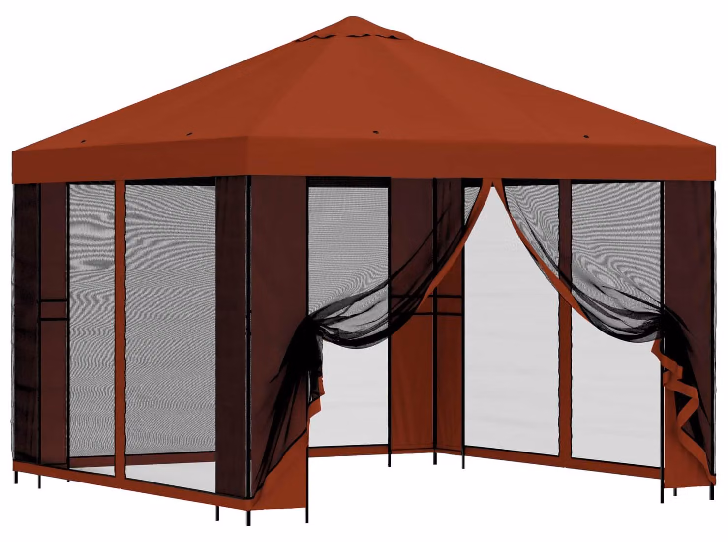 Gazebo da giardino con pareti laterali 3 x 3 m Terracotta