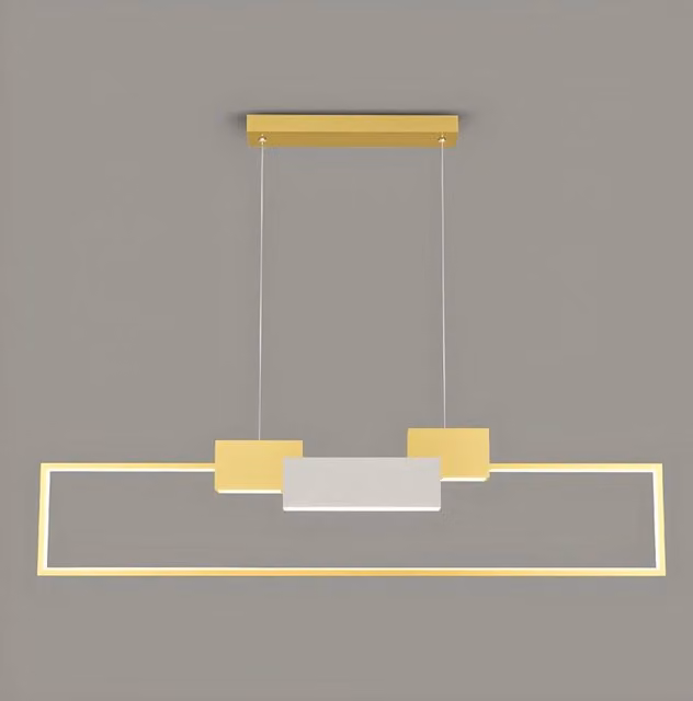 Lampadario a sospensione LED Trade Shop Traesio con telecomando, design moderno rettangolare, colore oro, 36W