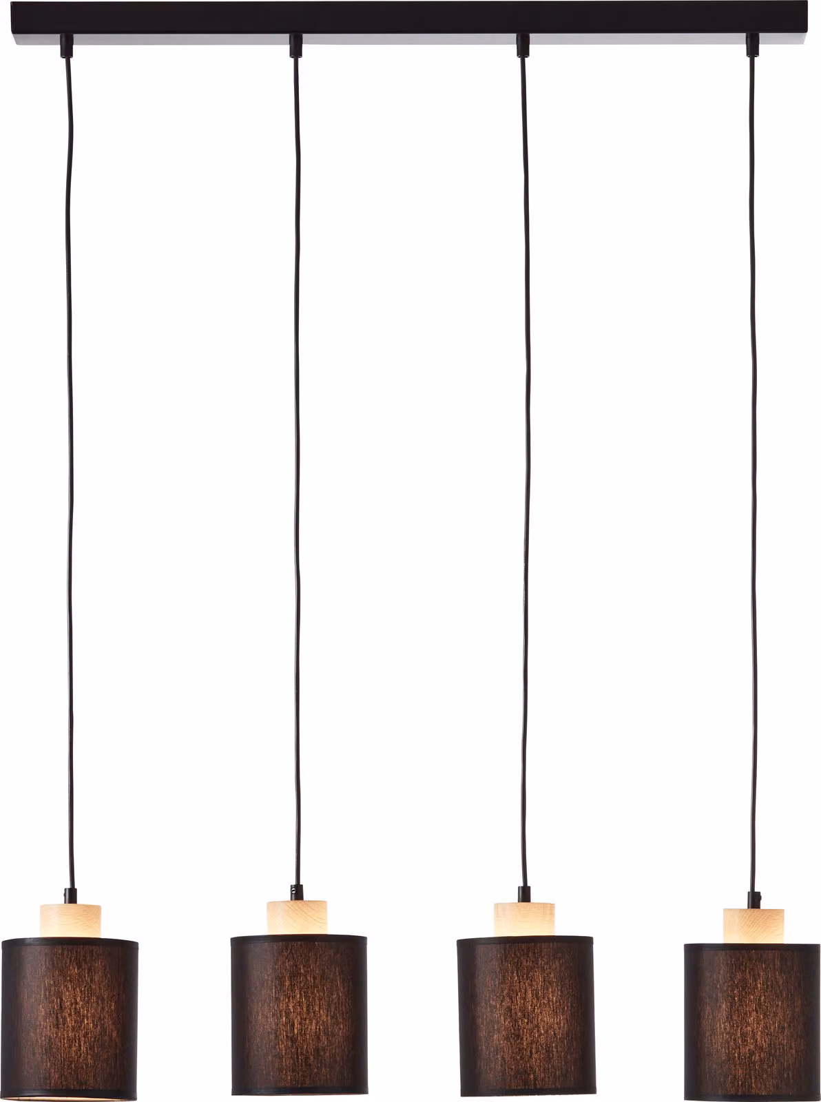 BRILLIANT Lampada a sospensione Vonnie, 4 luci, nero/effetto legno, 99413/76