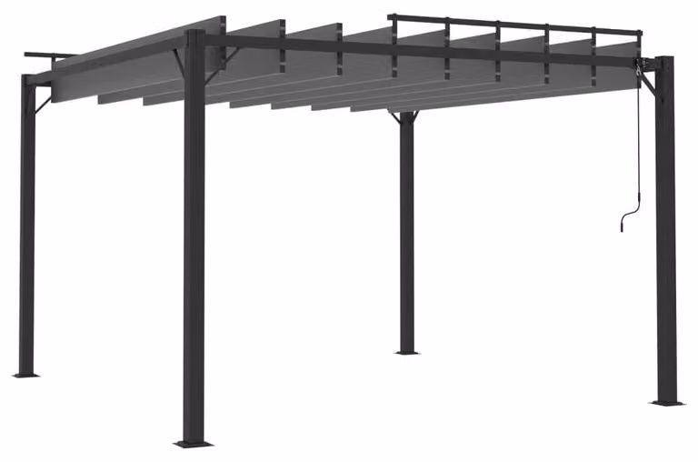 Pergola con tetto a lamelle - 3 x 3 metri - Struttura in alluminio - Colore antracite - Tessuto in poliestere idrorepellente