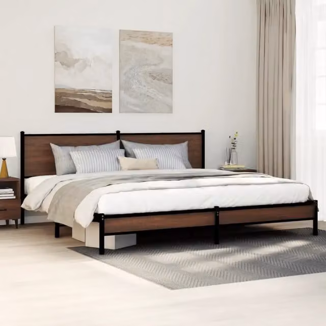 Giroletto vidaXL in metallo e legno color rovere marrone L/P: 200 x 200 cm