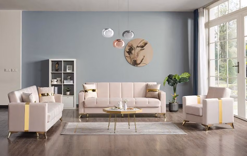 Hochwertig Sofagarnitur Beige 3 2 Sitzer Garnitur Moderne Sofa 1 Sitzer Möbel