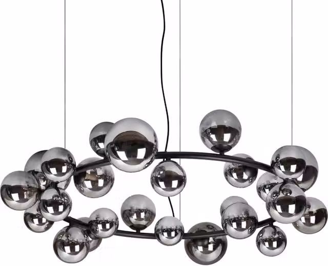 Lampadario a sospensione Ideal Lux Collezione PERLAGE in vetro fumè e metallo con altezza regolabile