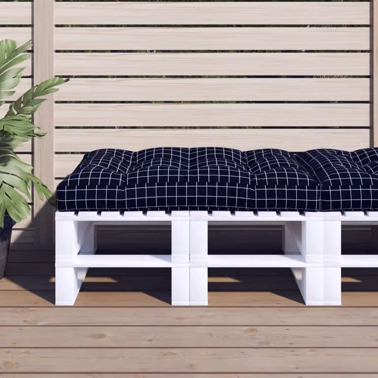vidaXL Cuscino per Pallet a Quadri Nero e Multicolore in Poliestere L: 120 cm, P: 80 cm, H: 12 cm
