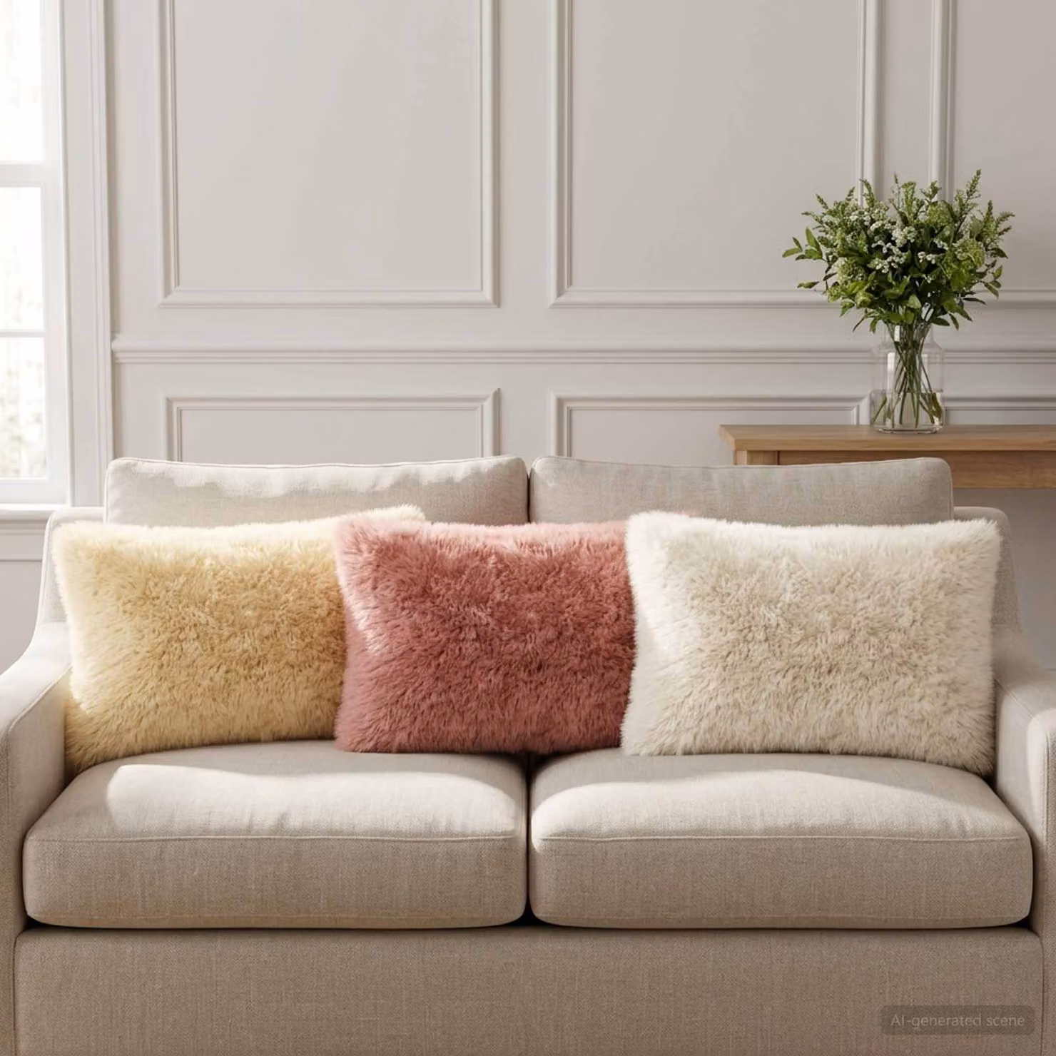 Set di 6 federe vidaXL HEERLEN in pile rosa, L 40 cm x P 60 cm