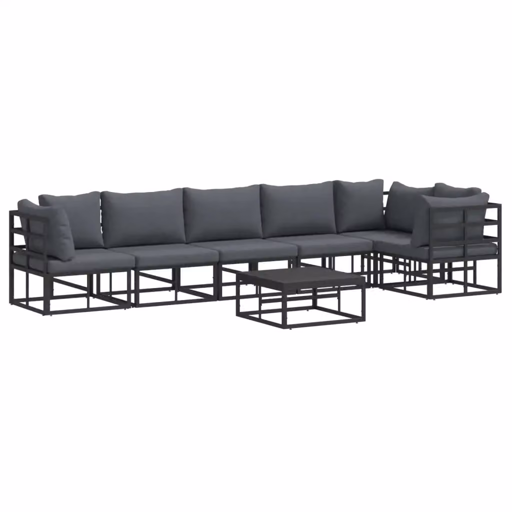 Set Divano da Giardino vidaXL a Forma di L in Alluminio Verniciato Antracite con 7 Pezzi e Cuscini – 2
