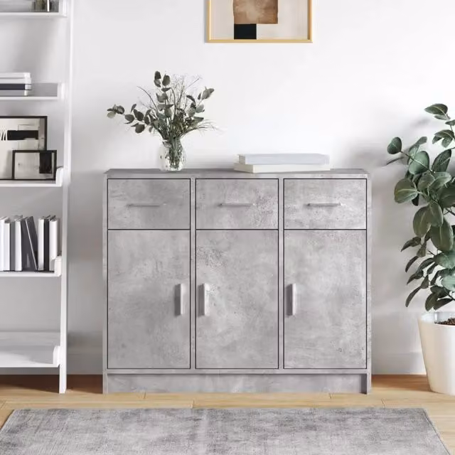 Credenza classica vidaXL in legno e MDF grigio opaco L: 91 cm, P: 28 cm, H: 75 cm