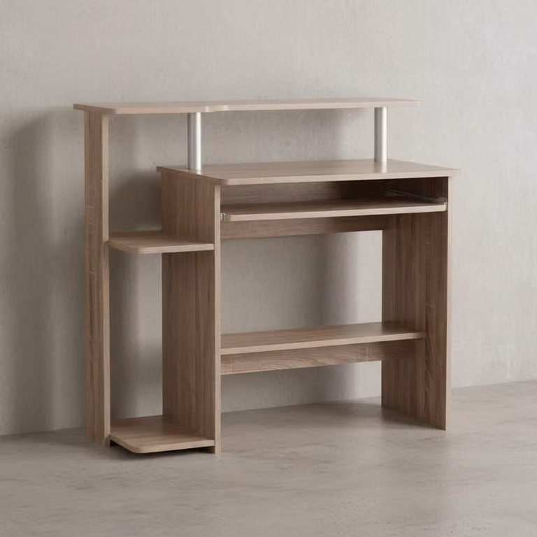 Scrivania per computer: Intelligente cassetto per la tastiera, Generosa superficie di lavoro, Resistente e facile da pulire. Beige, 94x48x90 cm | Kadima Design