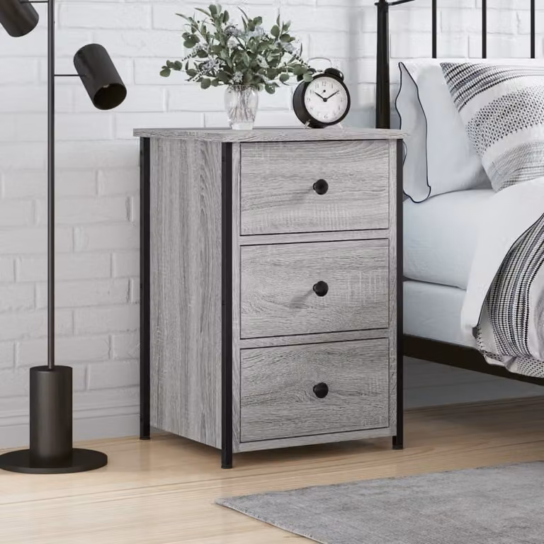 Comodino vidaXL in stile industriale Grigio Sonoma con legno e metallo L 40 cm, P 36 cm, H 60 cm