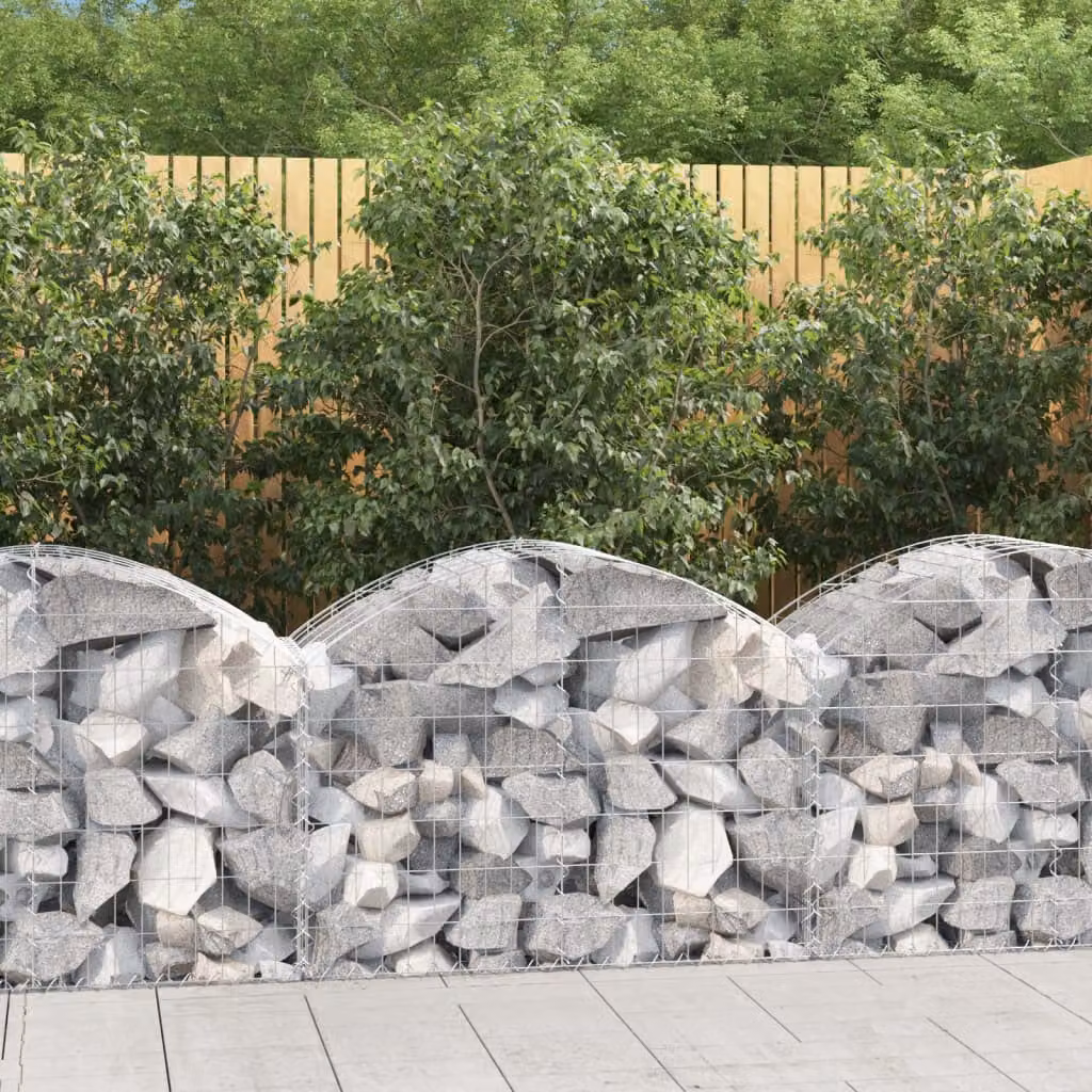 Cesto Gabbione ad Arco vidaXL in Acciaio Zincato Grigio L: 100 cm, P: 50 cm, H: 60/80 cm