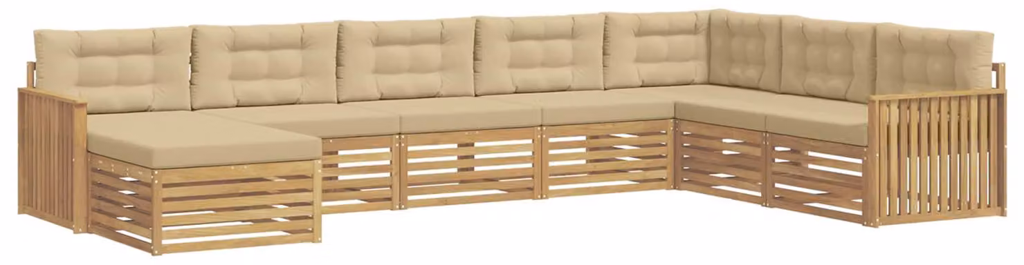 Set di divani da esterno, 8 pezzi, color beige