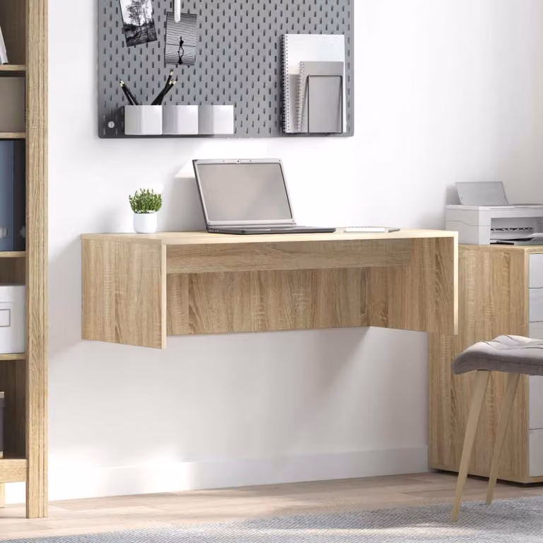 Scrivania a parete sospesa vidaXL in legno MDF color beige e marrone L: 100 cm, P: 60 cm, H: 30 cm