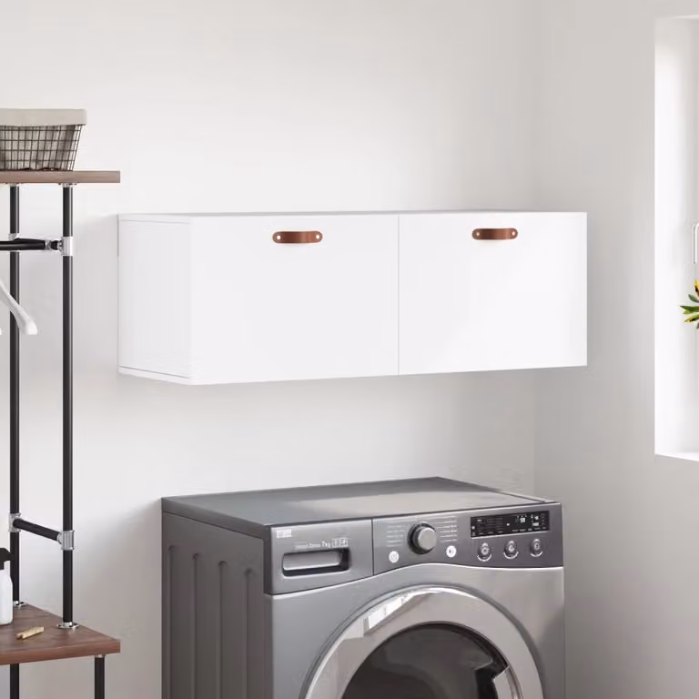 Mobile a parete vidaXL Bianco Lucido in Legno MDF L: 100 cm, P: 36,5 cm, H: 35 cm