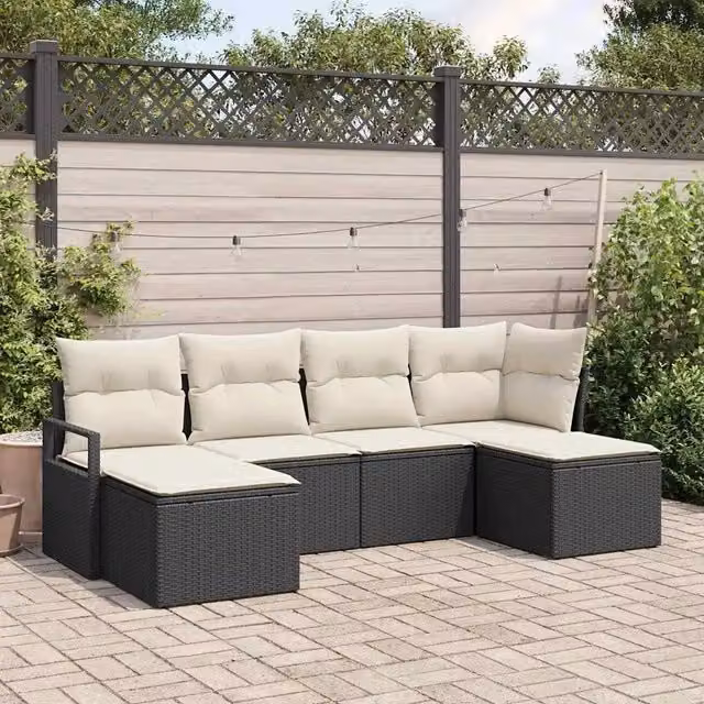 Set di divani 6 pz Nero polyrattan 3346487