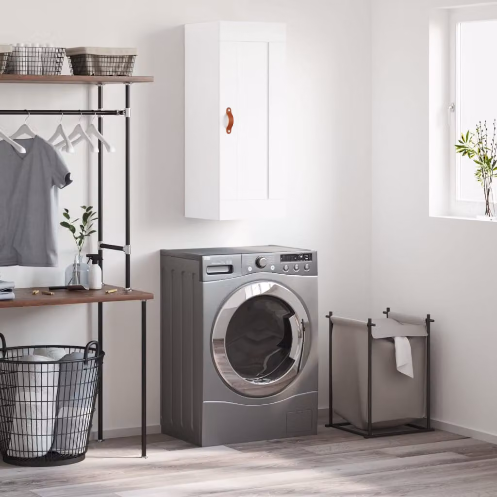 Mobile a parete vidaXL Bianco in Legno MDF con ante a battente L: 34,5 cm, P: 34 cm, H: 90 cm