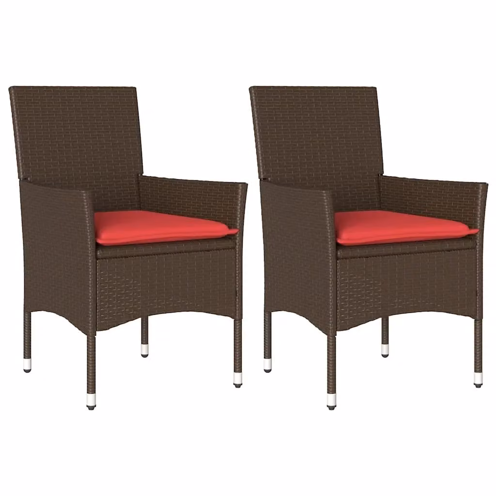 Set di 2 sedie da giardino vidaXL in polyrattan marrone con cuscini e braccioli – 2