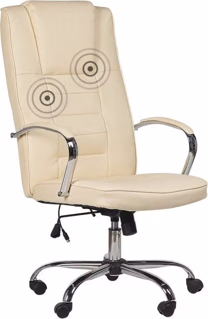 Sedia da gaming BELIANI in ecopelle beige con massaggio e funzione riscaldante, girevole a 360 gradi con poggiatesta, braccioli e ruote, L: 73 cm, P: 53 cm, H: 135 cm – 1