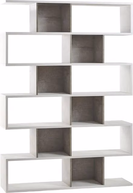 Libreria Modulare 6 Ripiani 150x215x38 cm Ossido Bianco/Cemento