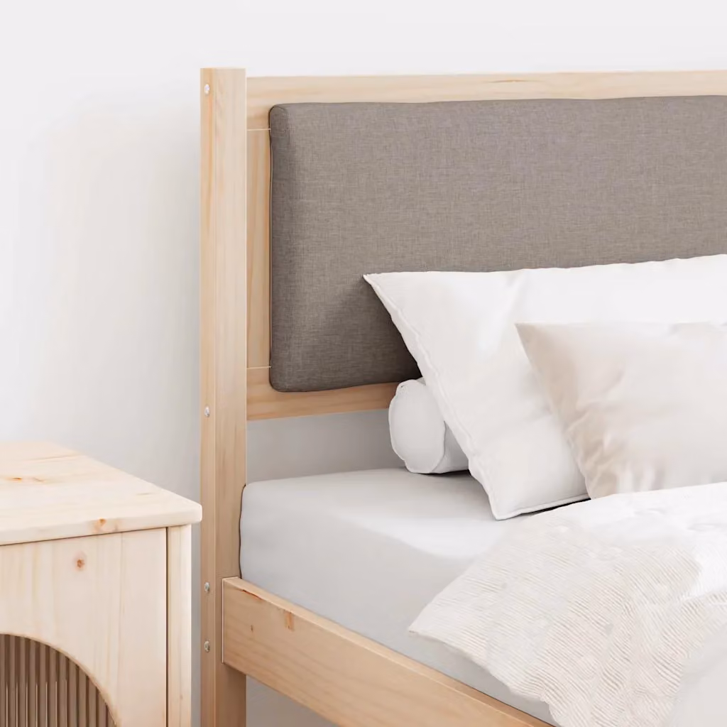 Testiera per letto vidaXL in legno di pino massello e tessuto, colore marrone e beige, stile minimalista