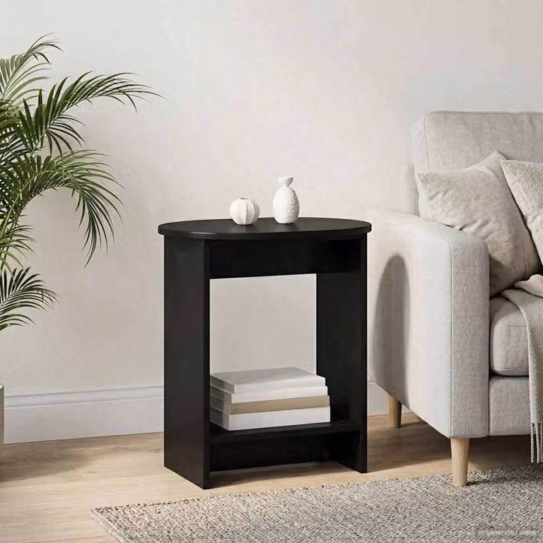vidaXL Tavolo laterale rettangolare nero in legno ingegnerizzato L/P/H: 50 x 39,5 x 55 cm