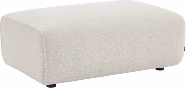 Poggiapiedi per divano Sweeek in tessuto bouclé bianco con struttura in legno di pino, L/P/H: 102 x 70 x 41 cm
